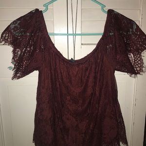 American Eagle Lace Off The Shoulder Shirt